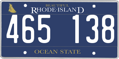 RI license plate 465138