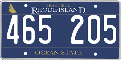 RI license plate 465205