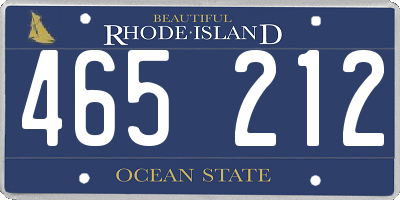 RI license plate 465212