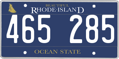 RI license plate 465285