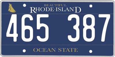 RI license plate 465387