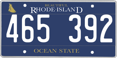 RI license plate 465392