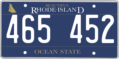 RI license plate 465452