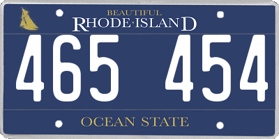 RI license plate 465454