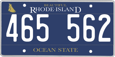RI license plate 465562