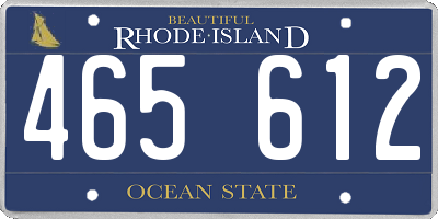 RI license plate 465612