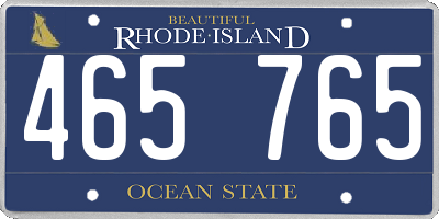 RI license plate 465765