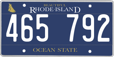 RI license plate 465792