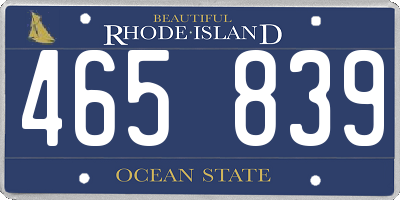 RI license plate 465839