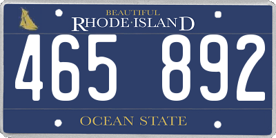 RI license plate 465892