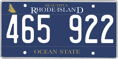 RI license plate 465922