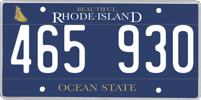 RI license plate 465930