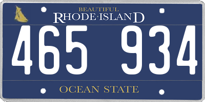RI license plate 465934