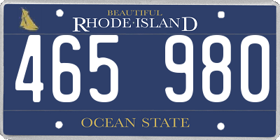 RI license plate 465980