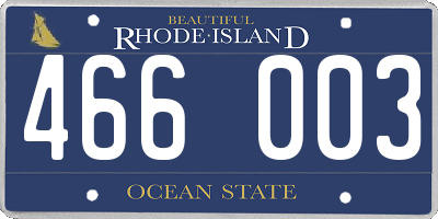 RI license plate 466003