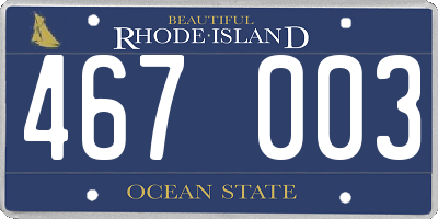 RI license plate 467003