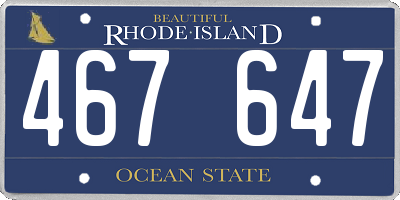 RI license plate 467647