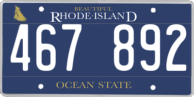 RI license plate 467892