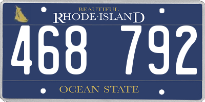 RI license plate 468792