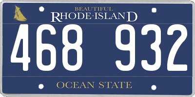 RI license plate 468932