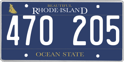 RI license plate 470205