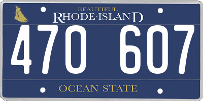 RI license plate 470607