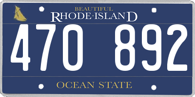 RI license plate 470892