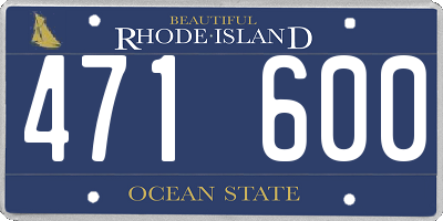 RI license plate 471600