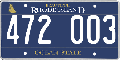 RI license plate 472003