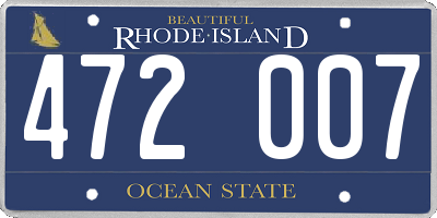 RI license plate 472007