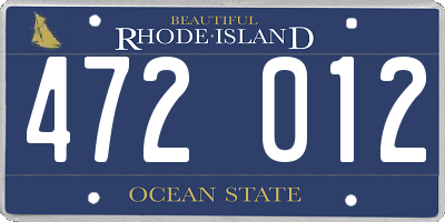 RI license plate 472012