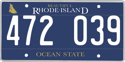 RI license plate 472039