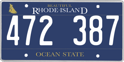 RI license plate 472387