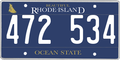 RI license plate 472534