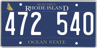 RI license plate 472540