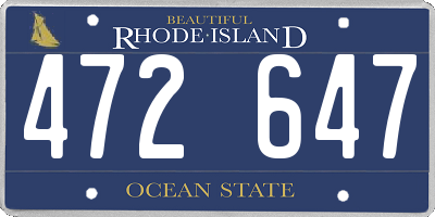 RI license plate 472647