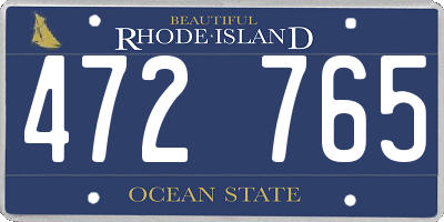 RI license plate 472765
