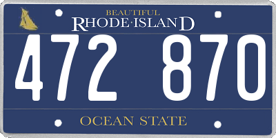 RI license plate 472870
