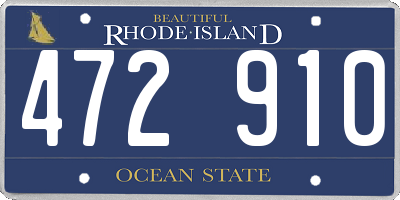 RI license plate 472910