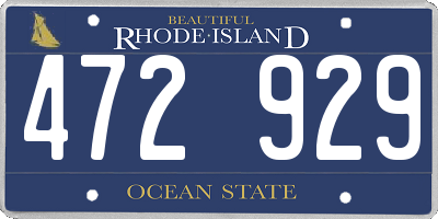 RI license plate 472929