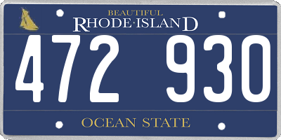 RI license plate 472930