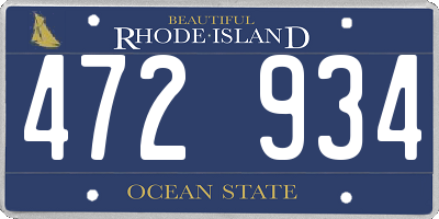 RI license plate 472934