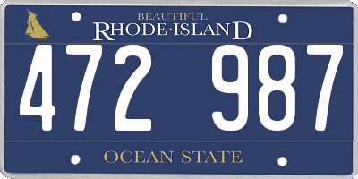 RI license plate 472987