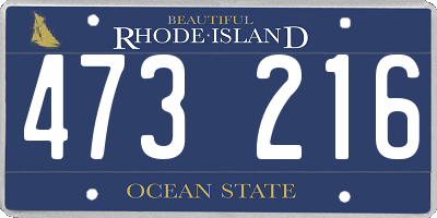 RI license plate 473216