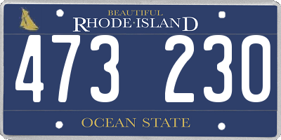 RI license plate 473230