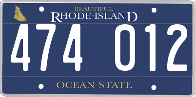 RI license plate 474012