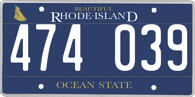 RI license plate 474039