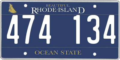 RI license plate 474134