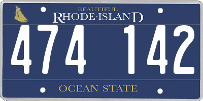 RI license plate 474142