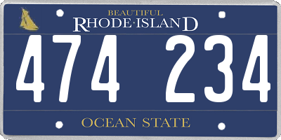 RI license plate 474234